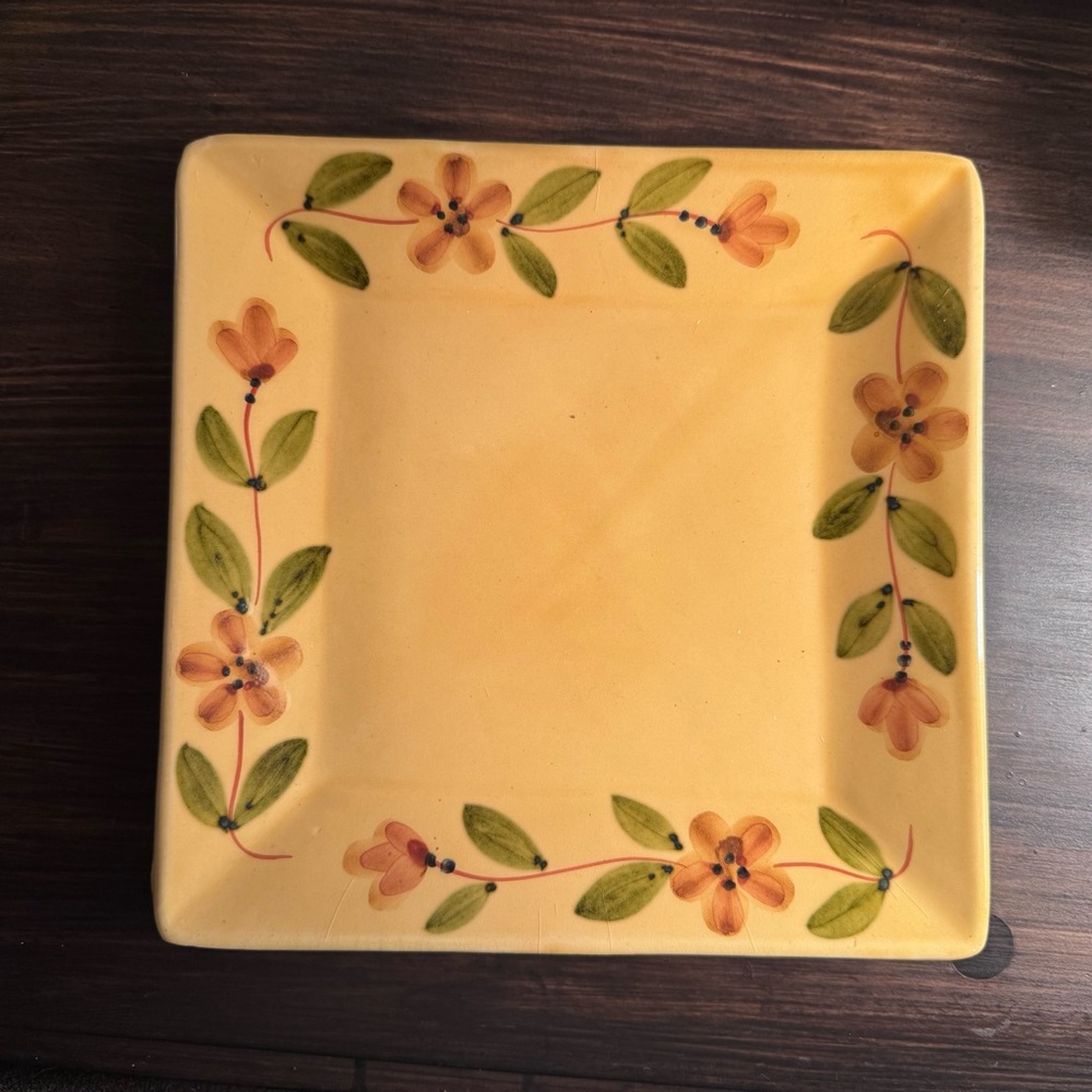 Sur La Table was Floral Square Platter with Yellow and Green Design